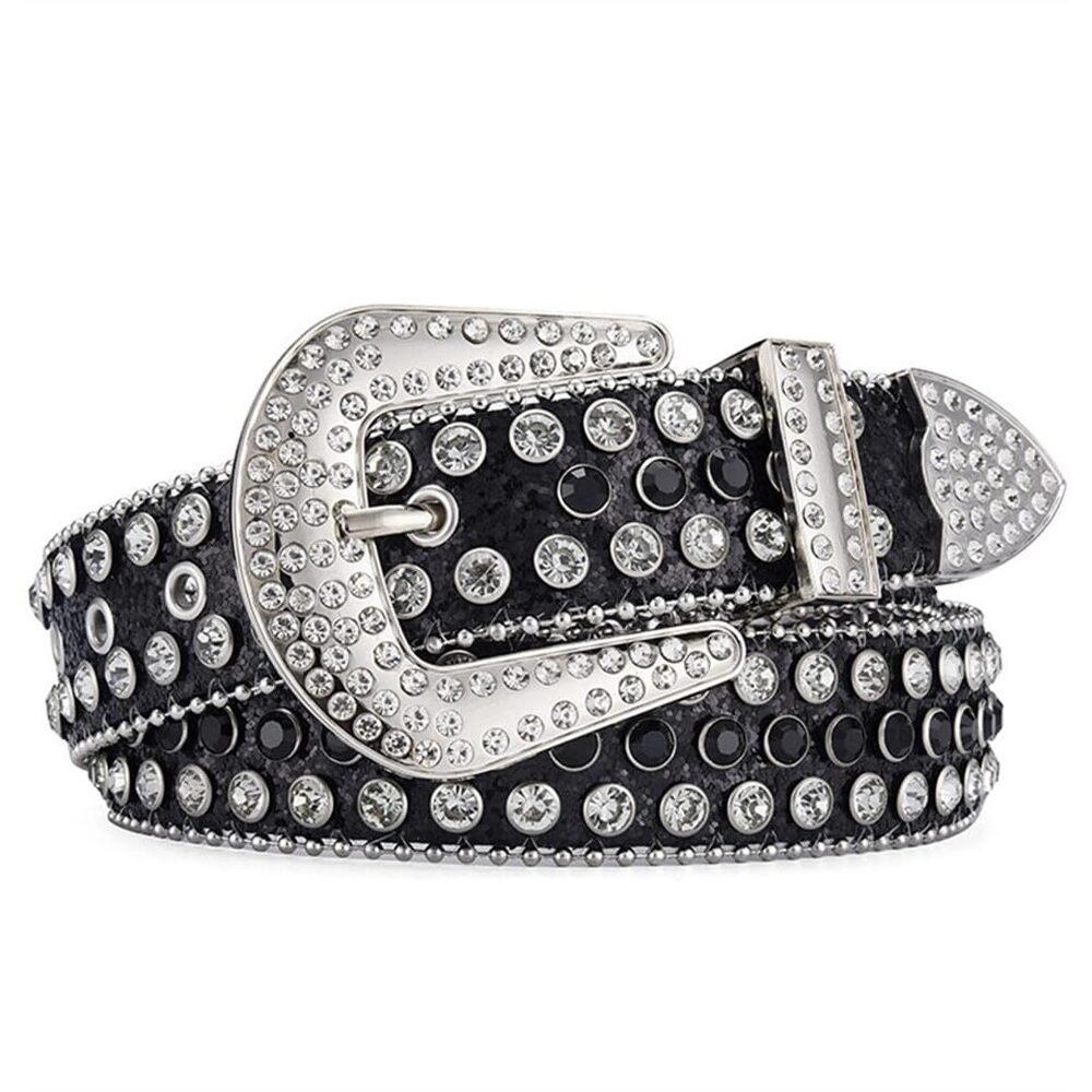 6765 Black Rhinestone Belts For Women Men Cowboy Cowgirl Bling Western Bb